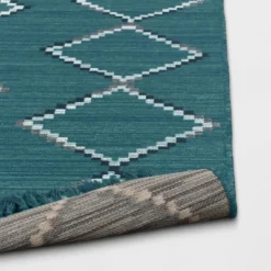 5' X 7' Soft Moroccan Tapestry With Double Knot Fringe Woven Outdoor Rug Teal - Opalhouse™ -Homesphere Store GUEST 3a15645d 40e3 4c67 92df d55f6ad30a10