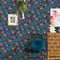 Marker Floral Peel & Stick Wallpaper Blue - Opalhouse™: Removable, Self-Adhesive, Bohemian, Botanical, Washable -Homesphere Store GUEST 4bd2c609 f7e5 4434 87eb 1a3def5b43e5