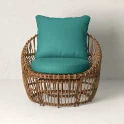 Topanga Club Chair With Ottoman - Blue/Brown - Opalhouse™ Designed With Jungalow™ -Homesphere Store GUEST 57174ce6 b0ee 4e8d 9b5e 59abdb5c543f