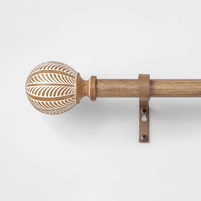 Carved Light Woodtone Ball Curtain Rod Natural - Opalhouse™ 3 Carved Light Woodtone Ball Curtain Rod Natural - Opalhouse™ - Image 3