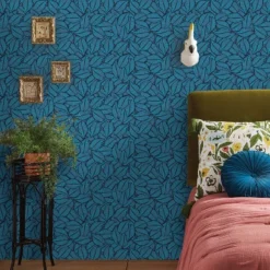 Layered Leaves Peel & Stick Wallpaper Blue - Opalhouse™: Removable, Self-Adhesive, Bohemian Botanical Decor -Homesphere Store GUEST 9fed2ca1 f250 427c a421 af2014a7c945