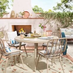 Leona 46" Round Crushed Bamboo Stamped Steel Top Patio Dining Table - Opalhouse™ -Homesphere Store GUEST f04b764c a584 4bfe b9ea 6c0ea8ed5c2c